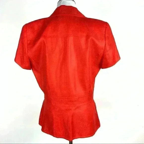 Linda Allard Ellen Tracy blazer size 10 red 100% linen double breasted 80s 90s - Picture 5 of 12